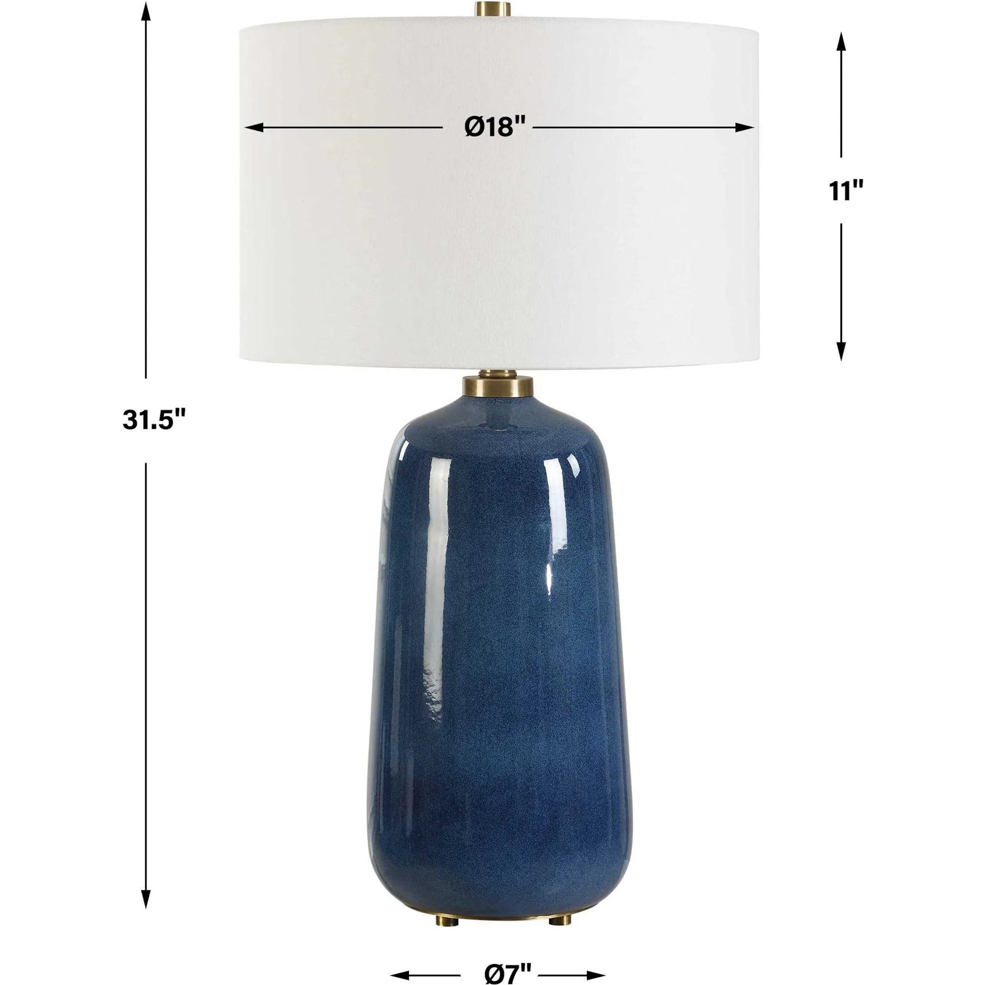 Brae Glaze Table Lamp by Uttermost in blue. Made from ceramic, metal, fabric in a eclectic & global style.