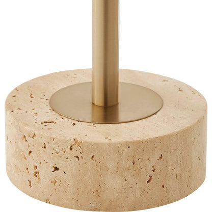 Dunham Buffet Lamp by Uttermost in brass. Made from iron, travertine in a transitional style.