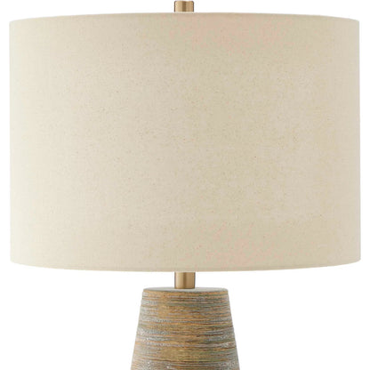 Mosier Table Lamp by Uttermost in brown, gray and brass. Made from ceramic, iron, fabric in a transitional style.