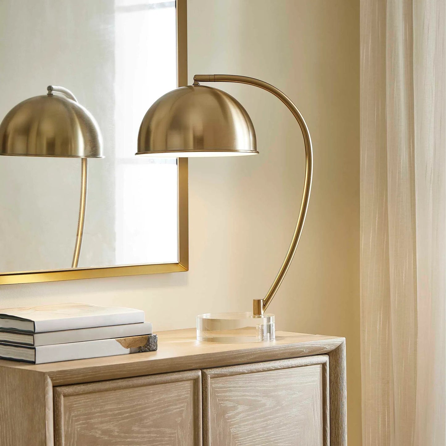003 SI-2453112 | Lifestyle | Romani Desk Lamp by Uttermost in brass. Made from iron, crystal in a transitional style.
