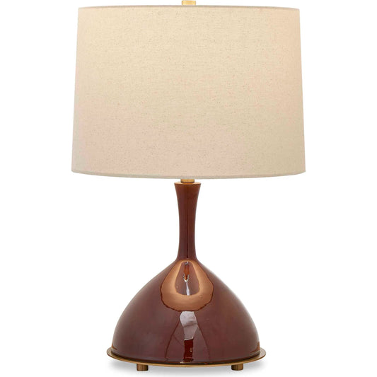 Colette Table Lamp by Uttermost in burgundy and brass. Made from ceramic, fabric, metal in a unique style.