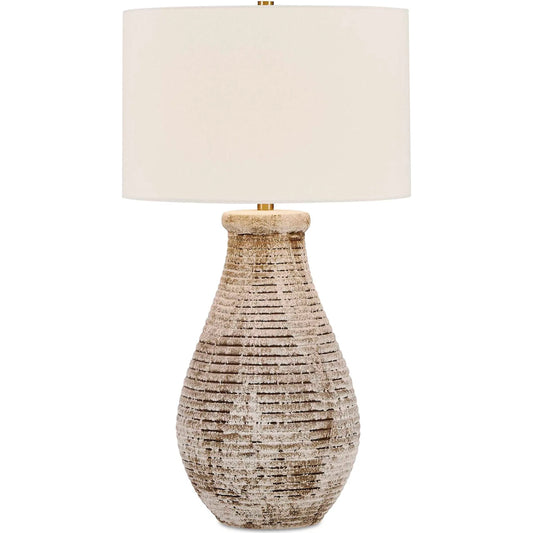 Dorothea Textured Table Lamp by Uttermost in brown, gray. Made from ceramic, fabric, galvanized steel in a unique style.