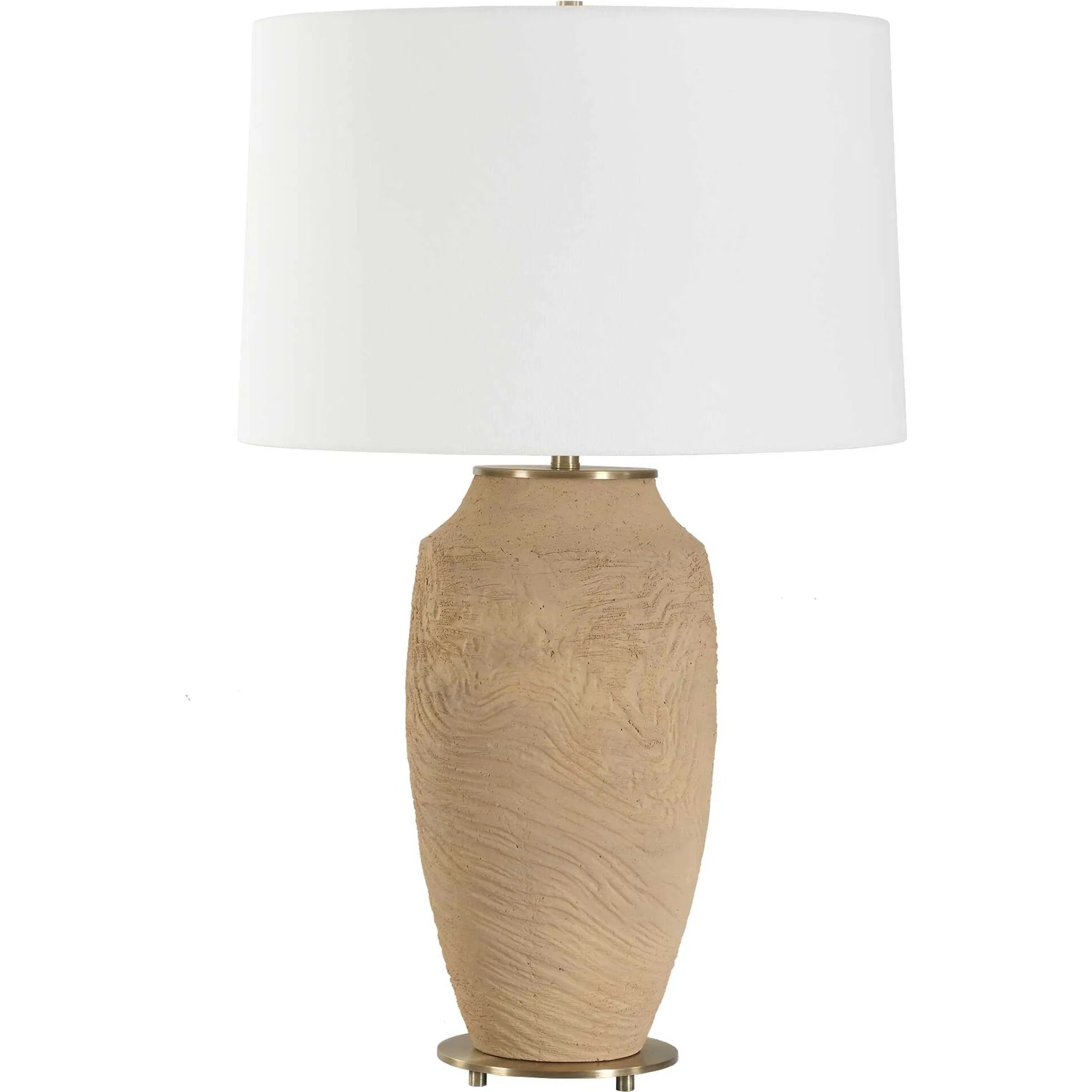 Sandstone Flow Terracotta Table Lamp by Uttermost in terracotta, brass. Made from steel, ceramic in a transitional style.