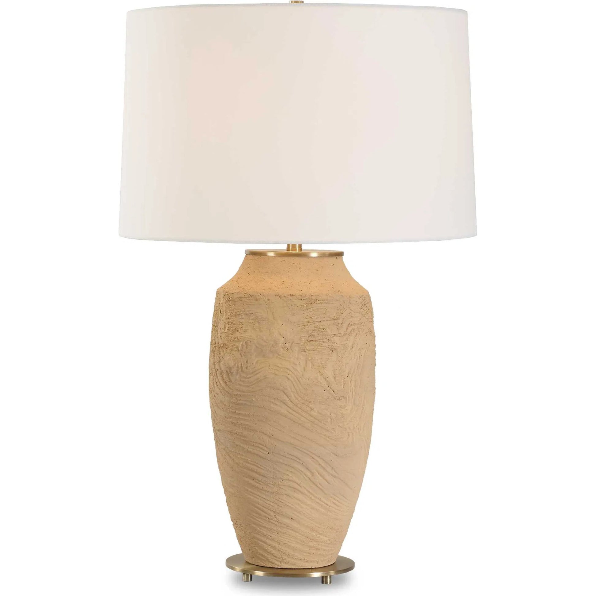 Sandstone Flow Terracotta Table Lamp by Uttermost in terracotta, brass. Made from steel, ceramic in a transitional style.
