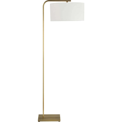 Laight Antique Floor Lamp by Uttermost in brass. Made from steel, fabric in a transitional style.