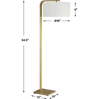 Laight Antique Floor Lamp by Uttermost in brass. Made from steel, fabric in a transitional style.