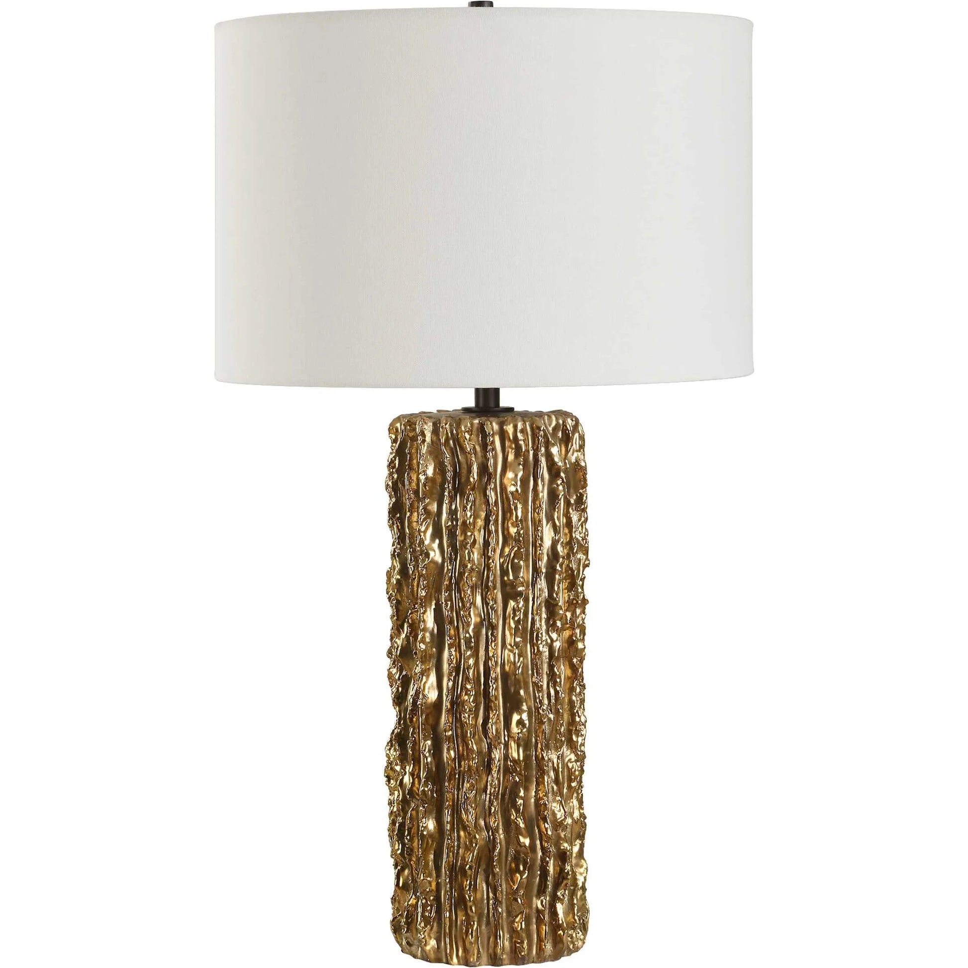 Echo Table Lamp by Uttermost in gold. Made from resin, iron, fabric in a unique style.