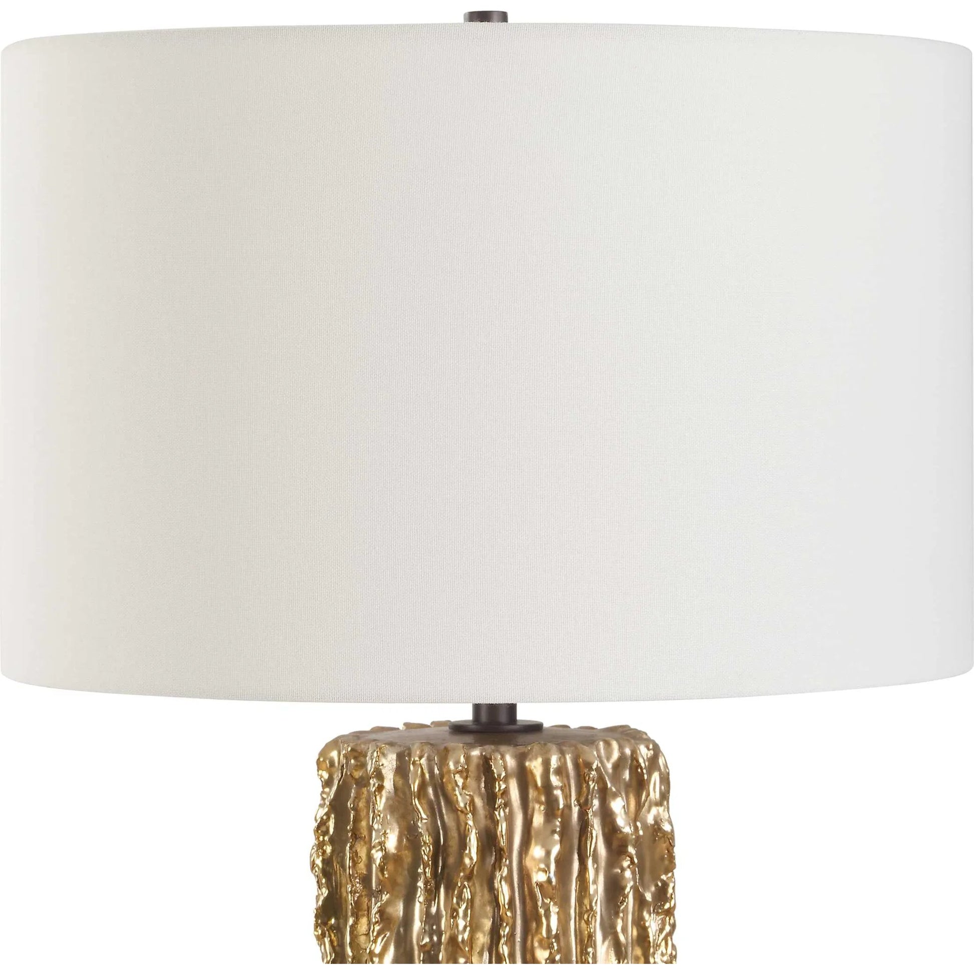 Echo Table Lamp by Uttermost in gold. Made from resin, iron, fabric in a unique style.