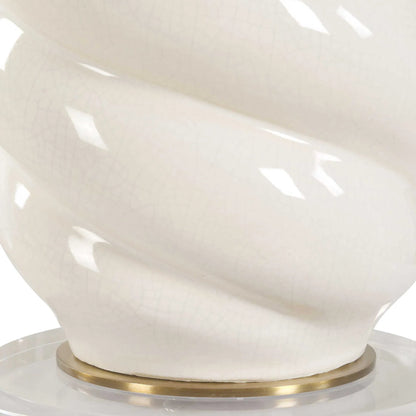 Anneli Swirl Table Lamp by Uttermost in ivory, brass. Made from ceramic, crystal, iron, fabric in a modern style.