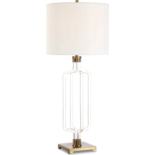 Outline Cordless LED Table Lamp by Uttermost in gold and brass. Made from acrylics, iron, fabric in a unique style.