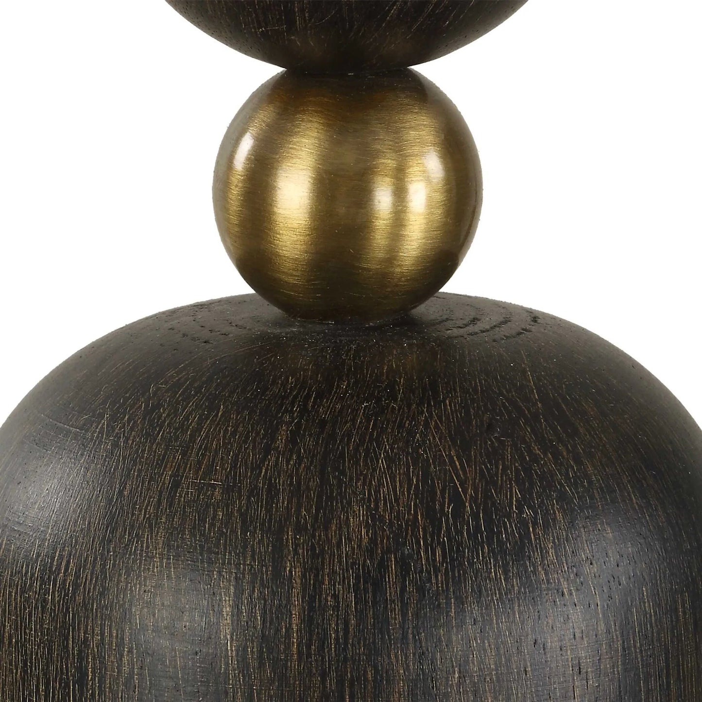 004 SI-2386712 | Closeup | McQuinn Table Lamp by Uttermost in dark walnut. Made from metal, wood, %fabric in a traditional style.