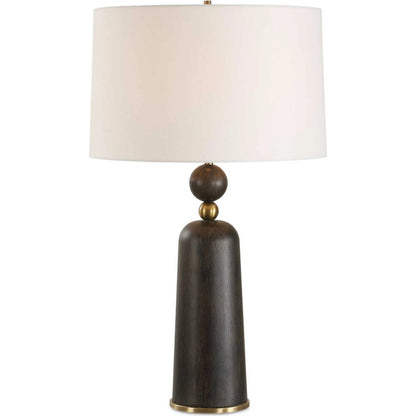 McQuinn Table Lamp by Uttermost in dark walnut. Made from metal, wood, %fabric in a traditional style.