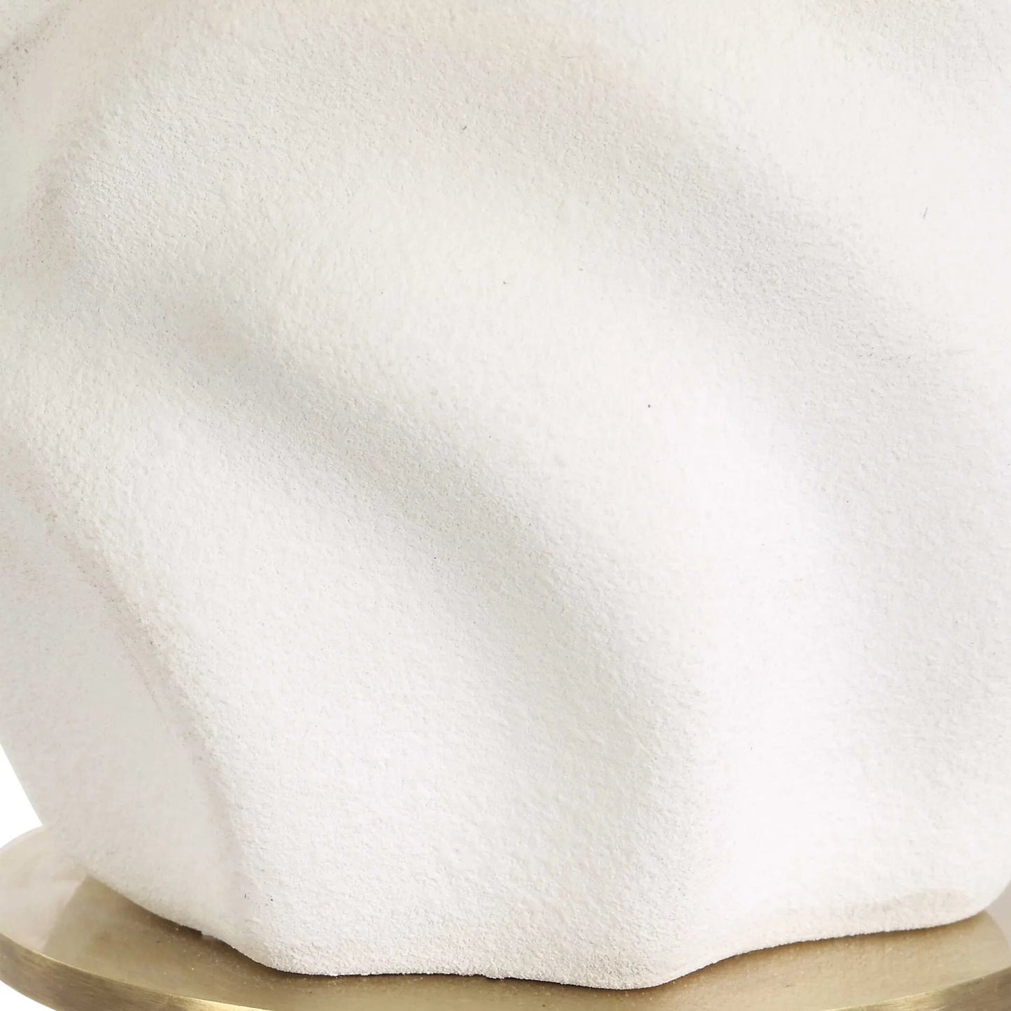003 SI-2386713 | Closeup | Bora Accent Lamp by Uttermost in matte white and brass. Made from metal, ceramic, fabric in a modern style.
