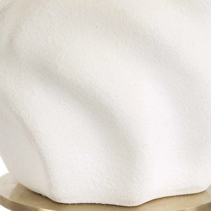 Bora Accent Lamp by Uttermost in matte white and brass. Made from metal, ceramic, fabric in a modern style.