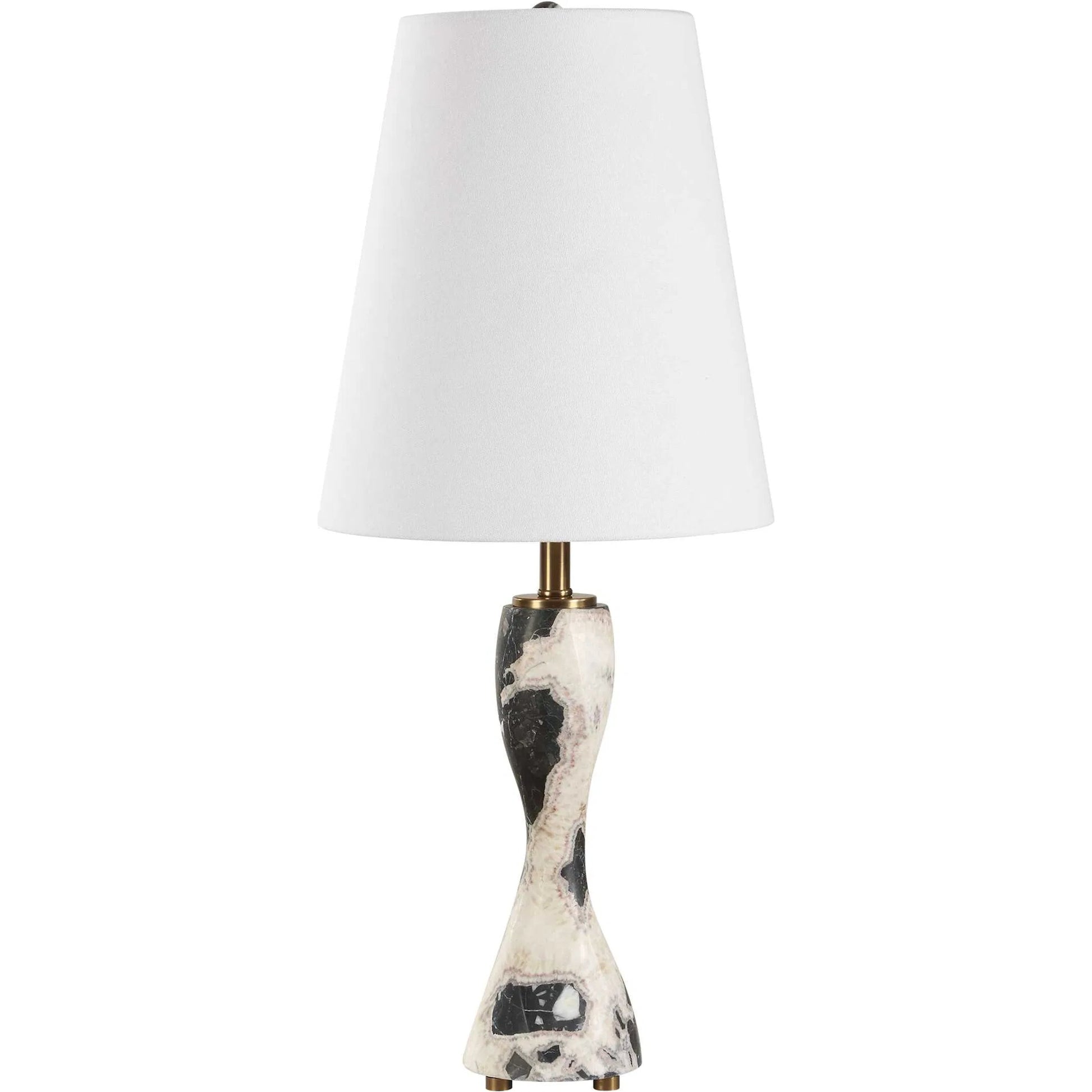 Marcela Panda Buffet Lamp by Uttermost in brass. Made from marble, metal, fabric in a eclectic & global style.