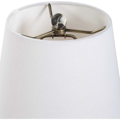 Marcela Panda Buffet Lamp by Uttermost in brass. Made from marble, metal, fabric in a eclectic & global style.