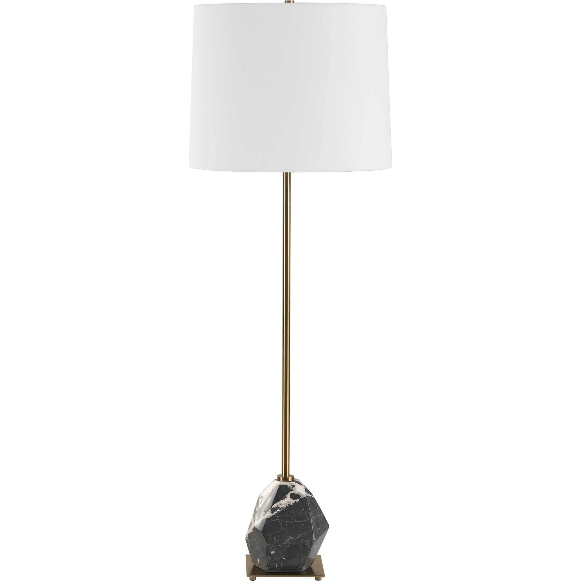 Rowland Panda Buffet Lamp by Uttermost in brass. Made from marble, metal, fabric in a modern style.