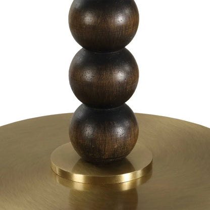 Gallus Spheres Table Lamp by Uttermost in dark walnut. Made from metal, rubber wood, fabric in a traditional style.