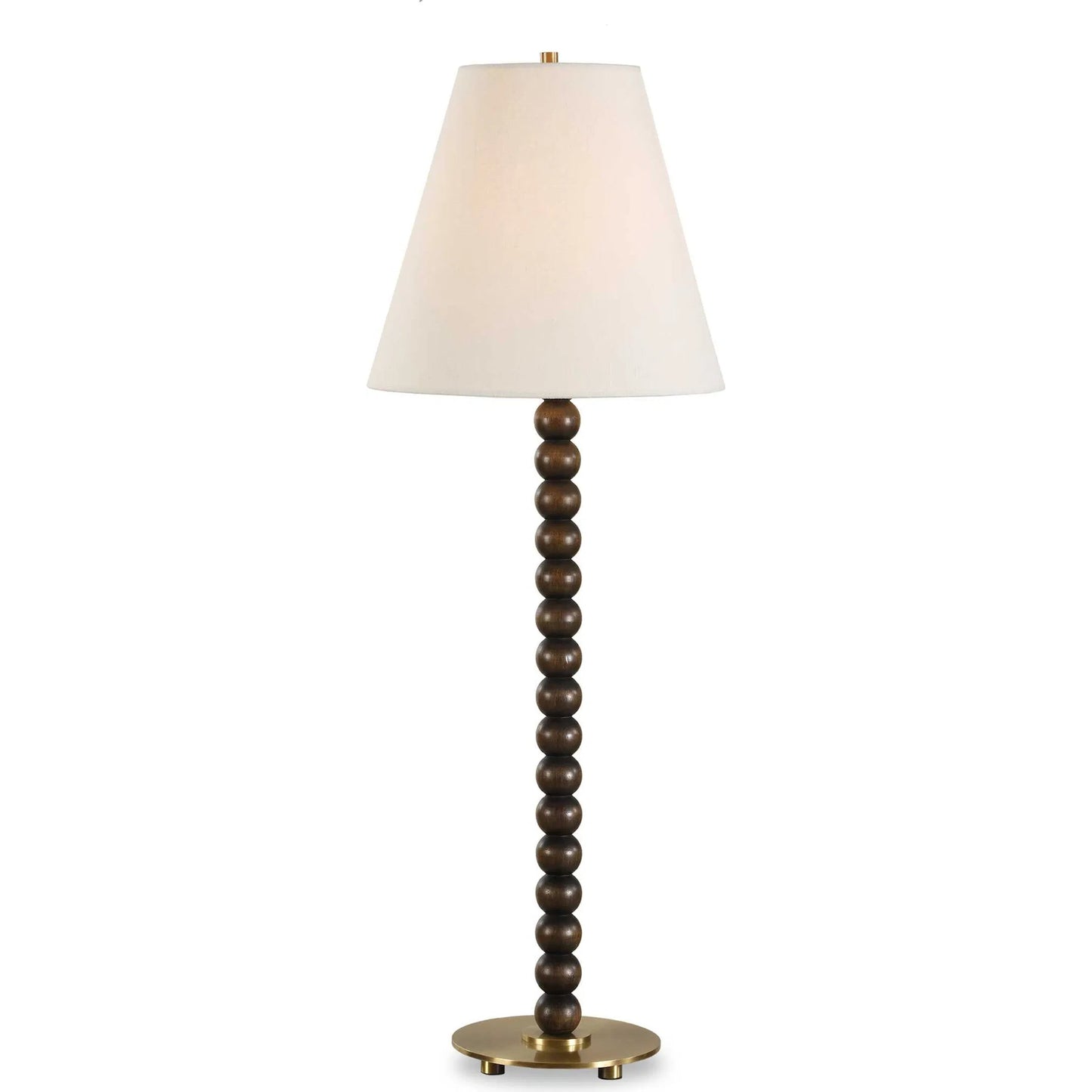 000 SI-2386707 | Primary Silo | Gallus Spheres Table Lamp by Uttermost in dark walnut. Made from metal, rubber wood, fabric in a traditional style.