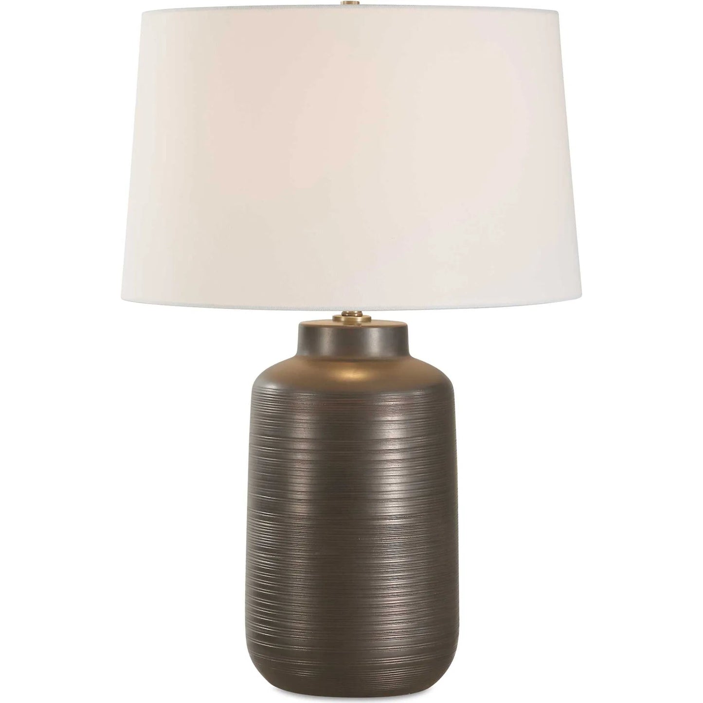 000 SI-2453116 | Primary Silo | Calderone Table Lamp by Uttermost in black, bronze, brown. Made from porcelain, fabric, steel in a modern style.