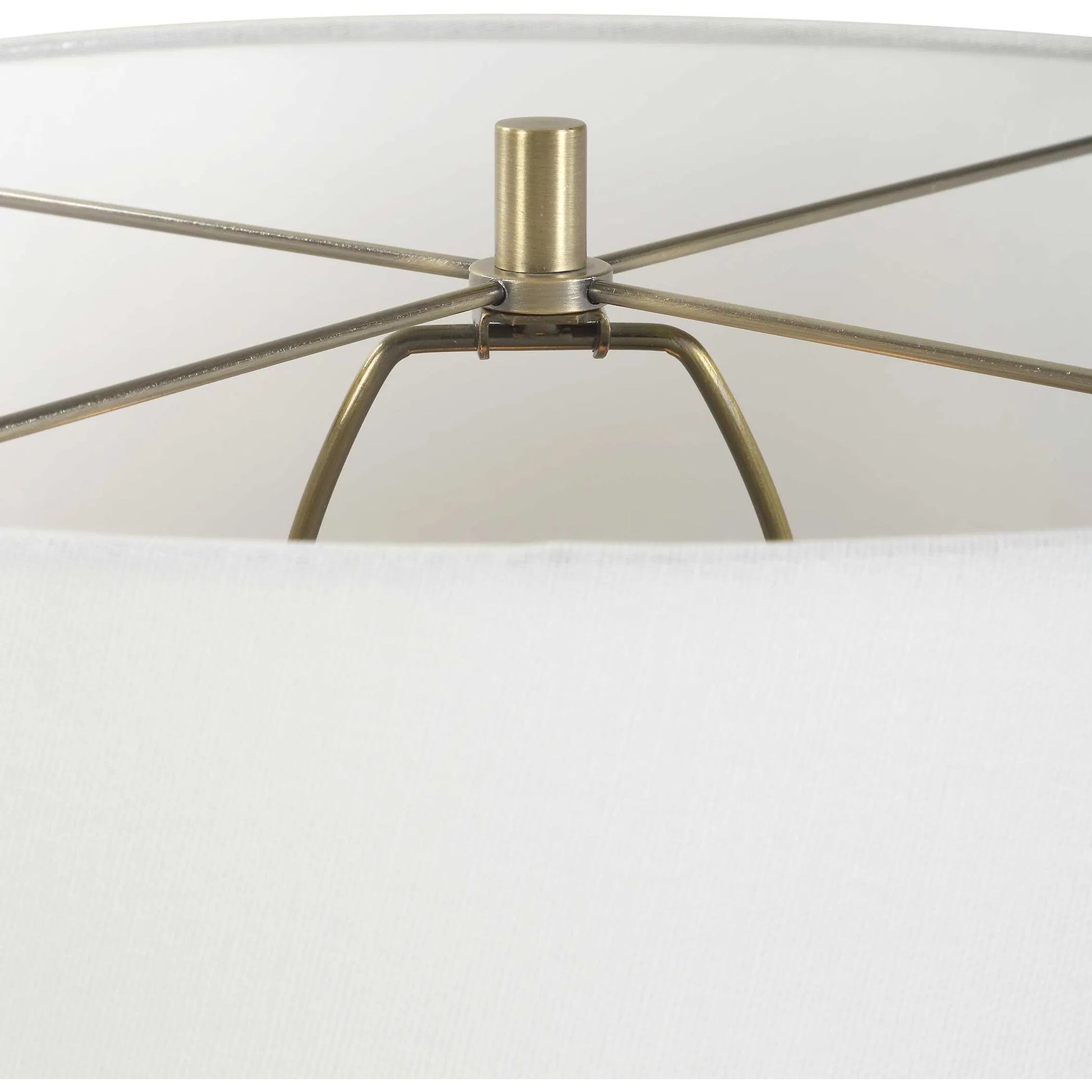 Nocturne Table Lamp by Uttermost in black and brass. Made from porcelain, fabric, steel in a modern style.