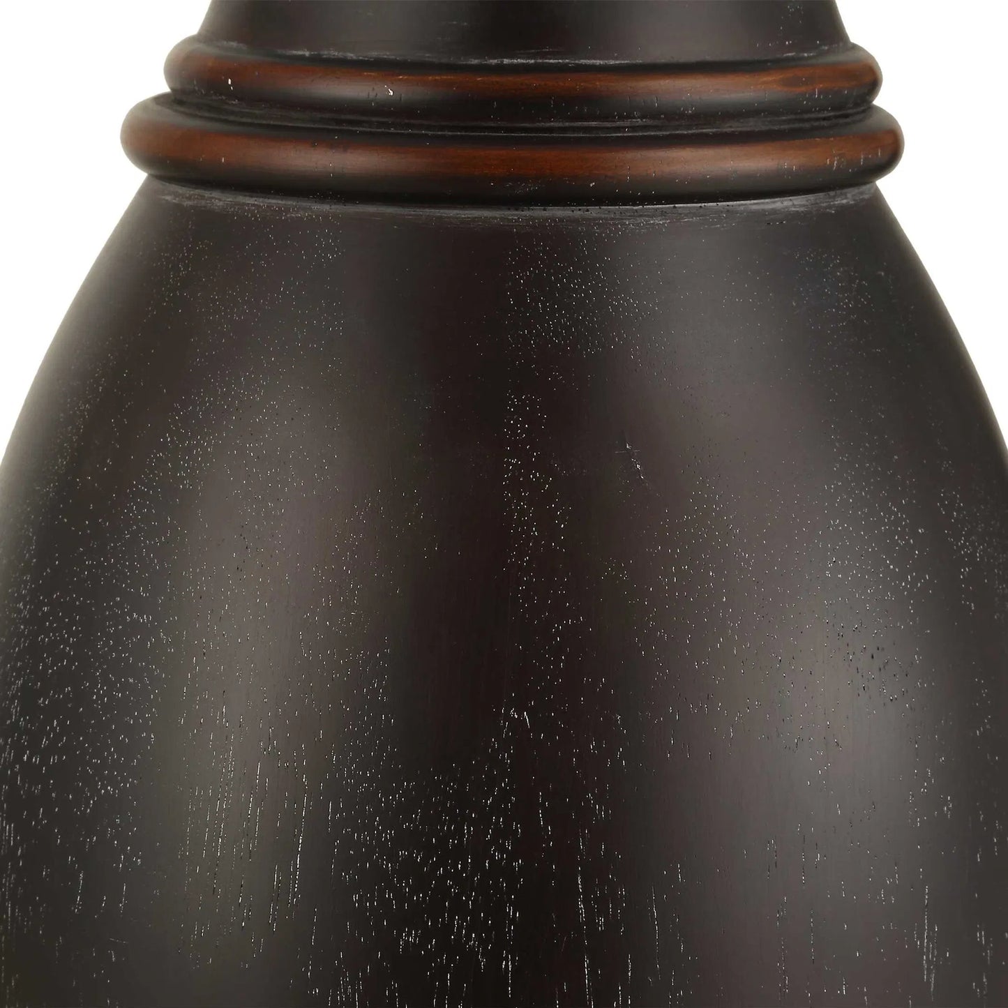 005 SI-2453119 | Closeup | Pravin Floor Lamp by Uttermost in dark bronze. Made from rubber wood, fabric, steel in a modern style.