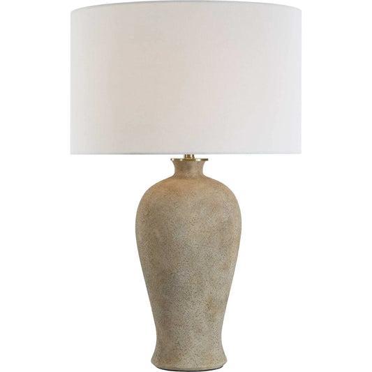 Torres Textured Ceramic Table Lamp by Uttermost in brown and brass. Made from metal, ceramic, fabric in a unique style.