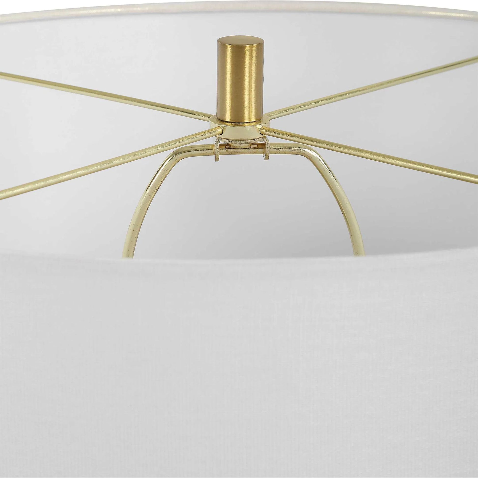 Armitage Textured Table Lamp by Uttermost in blue, brown, gray, white and brass. Made from metal, ceramic, fabric in a unique style.