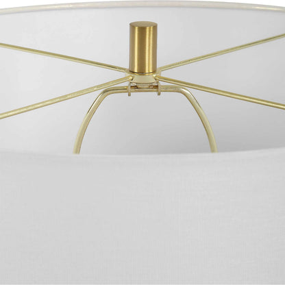 Armitage Textured Table Lamp by Uttermost in blue, brown, gray, white and brass. Made from metal, ceramic, fabric in a unique style.