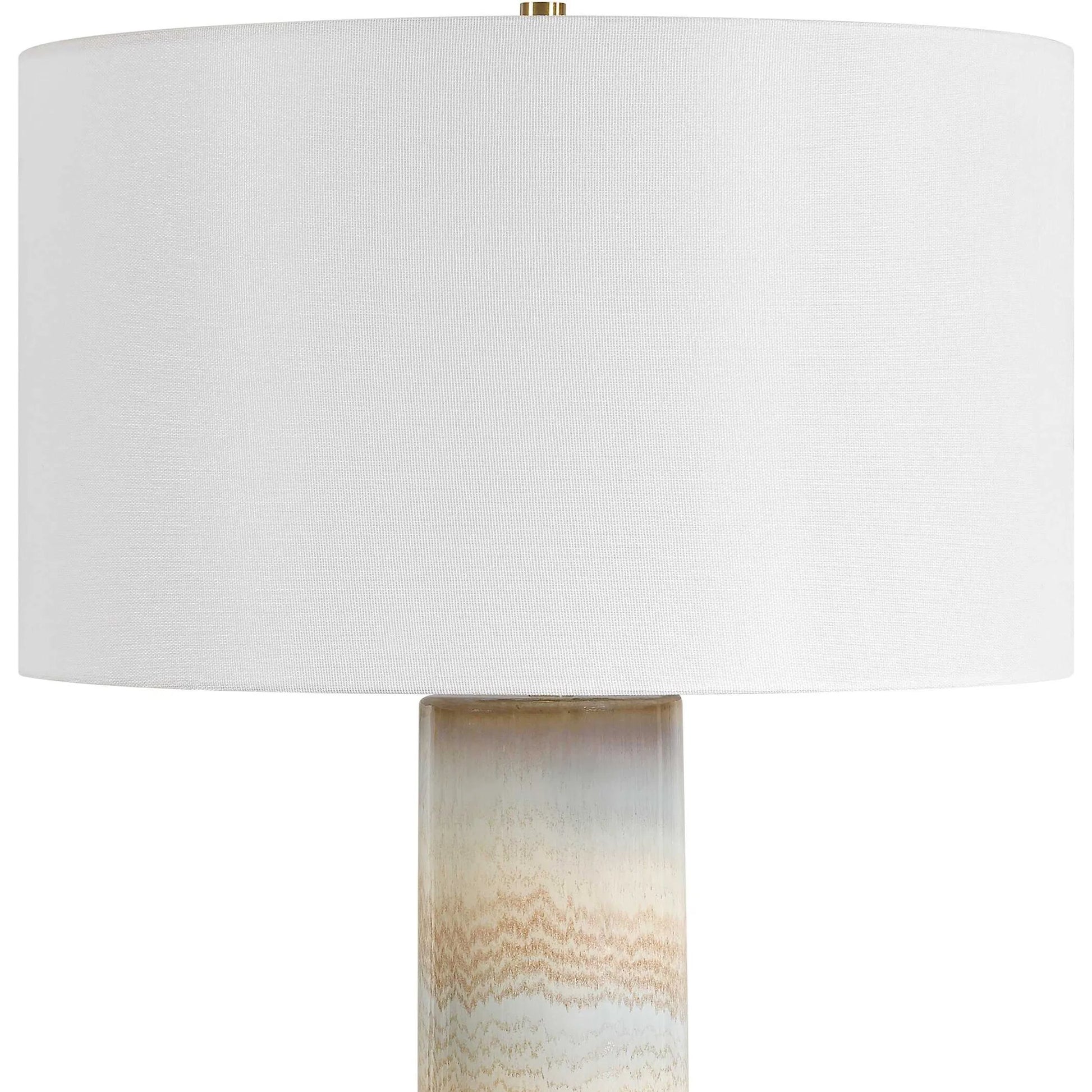 Armitage Textured Table Lamp by Uttermost in blue, brown, gray, white and brass. Made from metal, ceramic, fabric in a unique style.