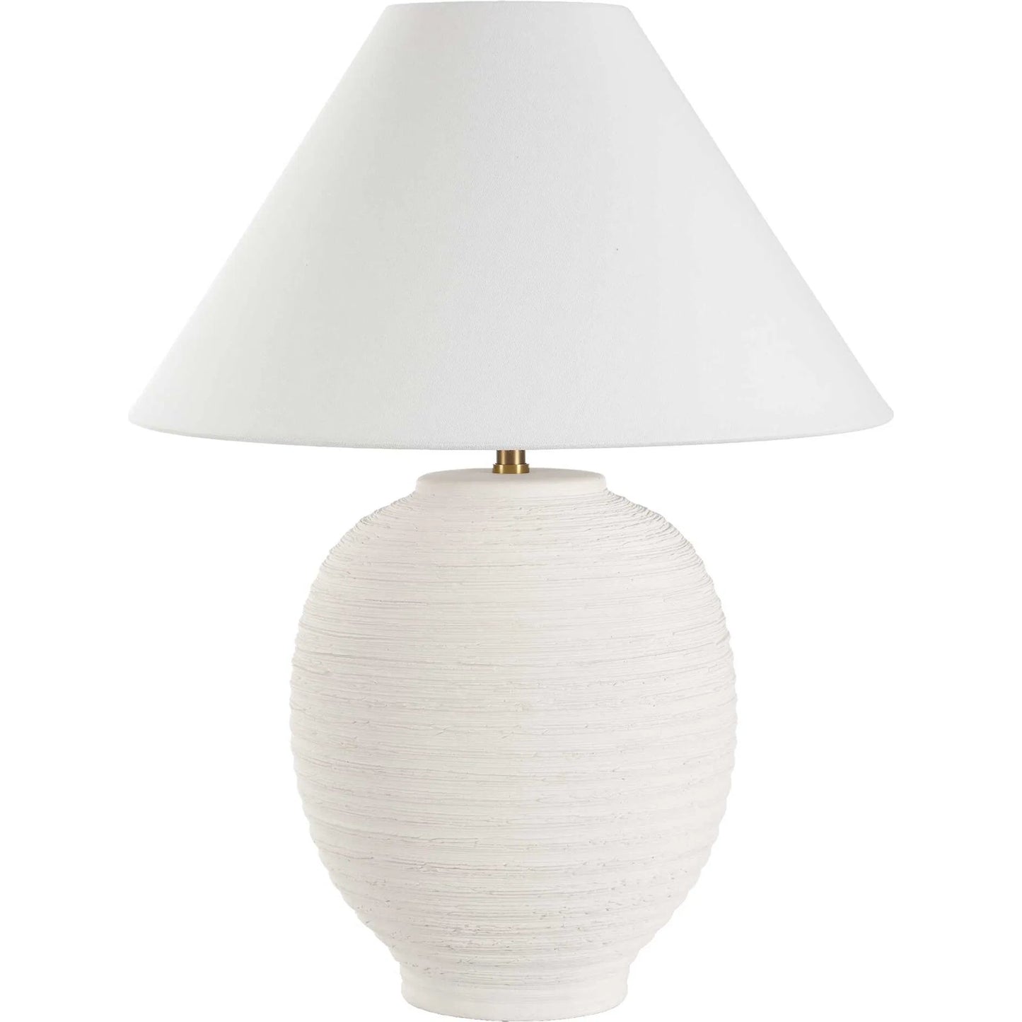 001 SI-2453120 | Primary Silo | Rocio Ceramic Table Lamp by Uttermost in white and brass. Made from metal, ceramic, linen fabric in a transitional style.
