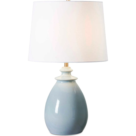 Lorene Light Table Lamp by Uttermost in blue and nickel. Made from ceramic, fabric, galvanized steel in a unique style.