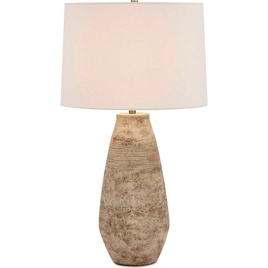 Dunford Aged Table Lamp by Uttermost in brown, gray. Made from ceramic, fabric, galvanized steel in a unique style.