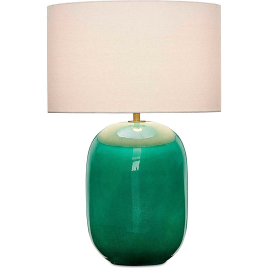 Hollis Table Lamp by Uttermost in green and gold. Made from ceramic, fabric, galvanized steel in a unique style.