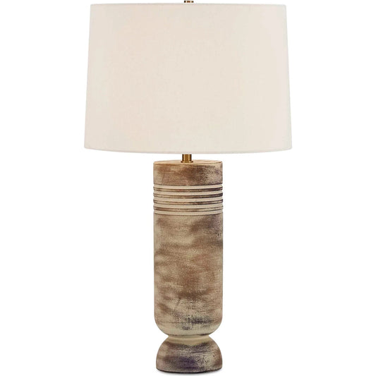Vale Hues Table Lamp by Uttermost in brown and brass. Made from ceramic, fabric, galvanized steel in a unique style.