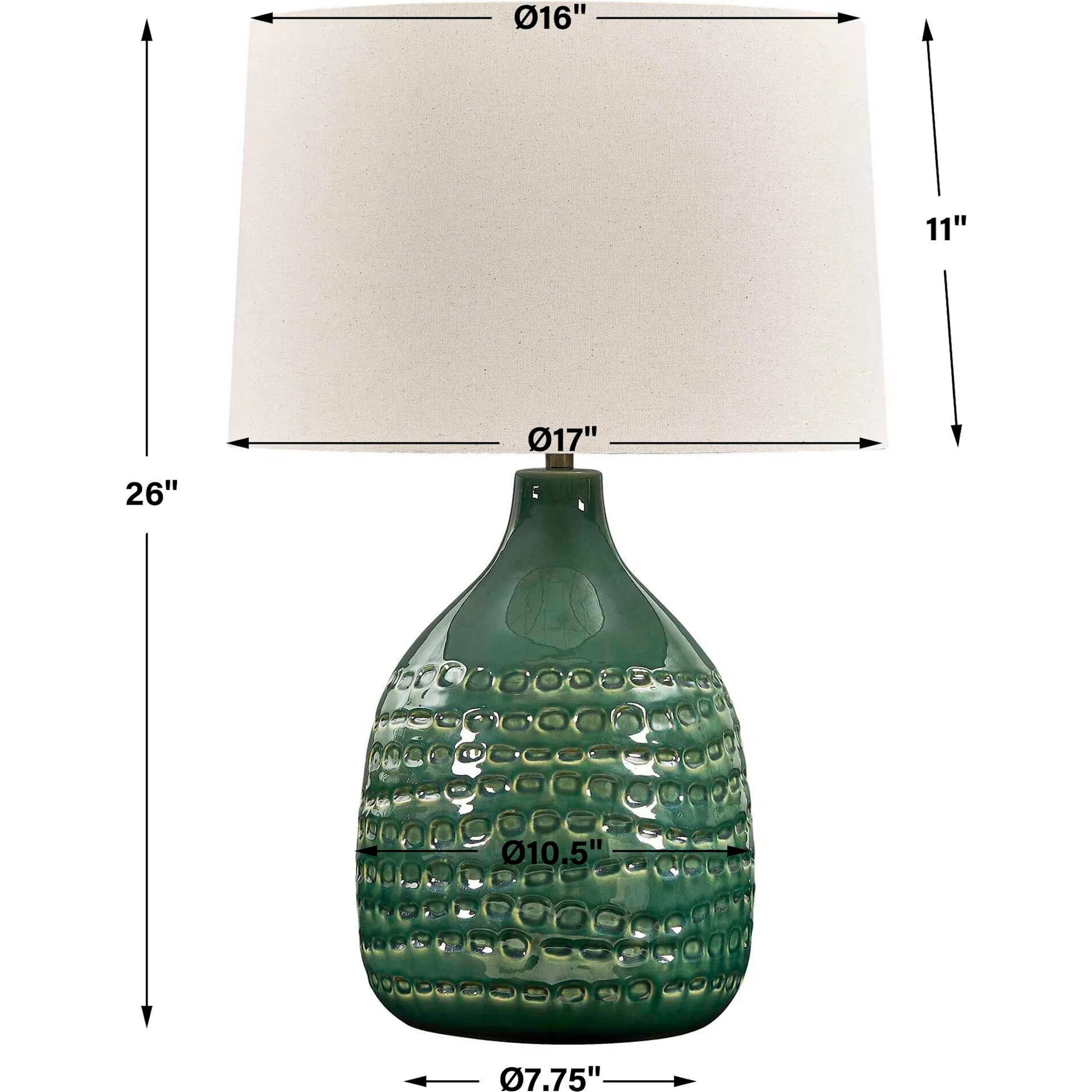 Breya Glaze Table Lamp by Uttermost in green and brass. Made from ceramic, fabric, galvanized steel in a unique style.