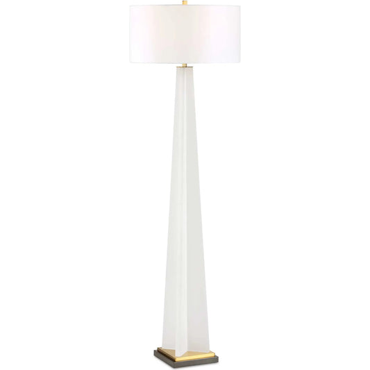 Rosin Floor Lamp by Uttermost in white and brass. Made from acrylic, iron, fabric in a unique style.