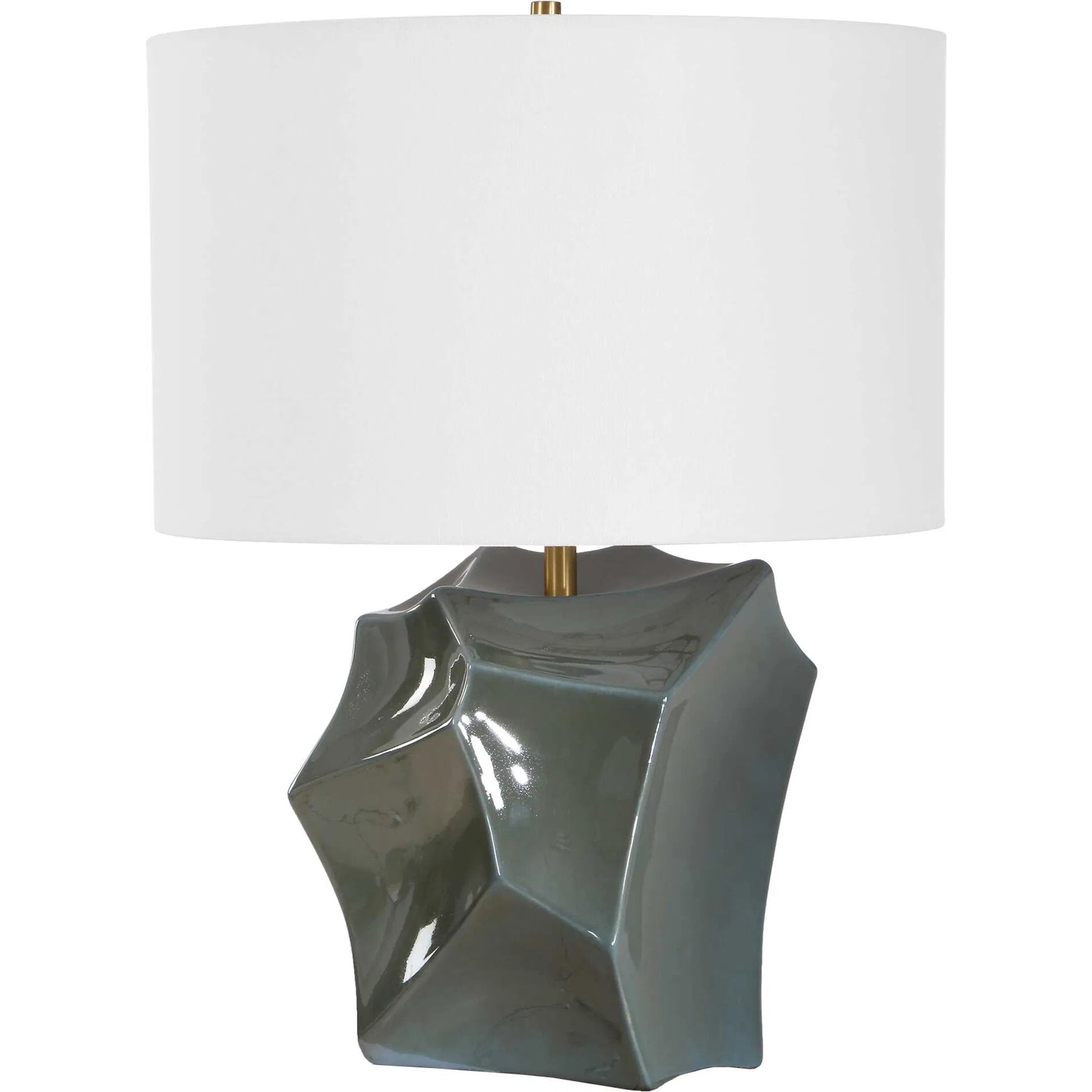 Prisma Smoky Table Lamp by Uttermost in blue, bronze, green. Made from ceramic, iron in a unique style.