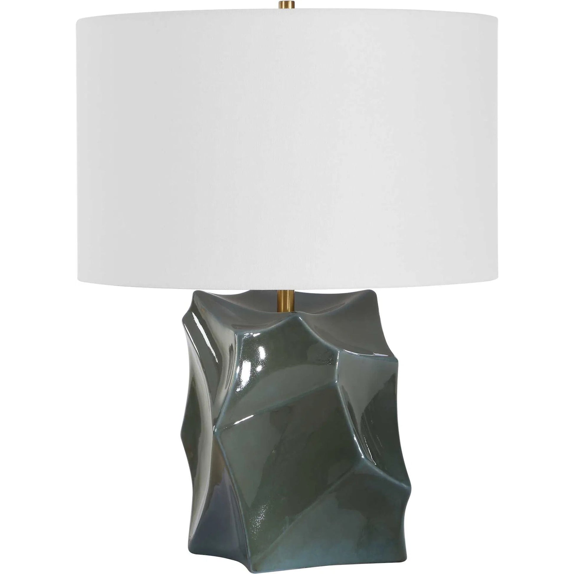 Prisma Smoky Table Lamp by Uttermost in blue, bronze, green. Made from ceramic, iron in a unique style.