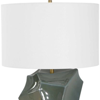 Prisma Smoky Table Lamp by Uttermost in blue, bronze, green. Made from ceramic, iron in a unique style.