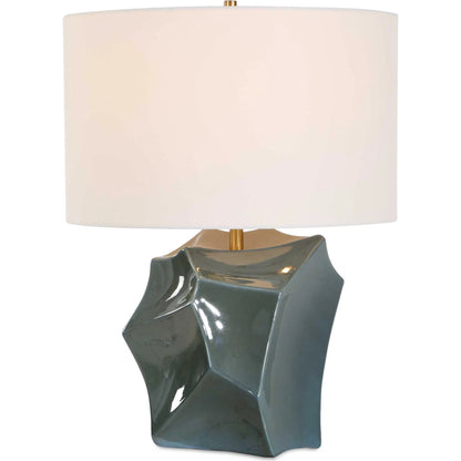 Prisma Smoky Table Lamp by Uttermost in blue, bronze, green. Made from ceramic, iron in a unique style.