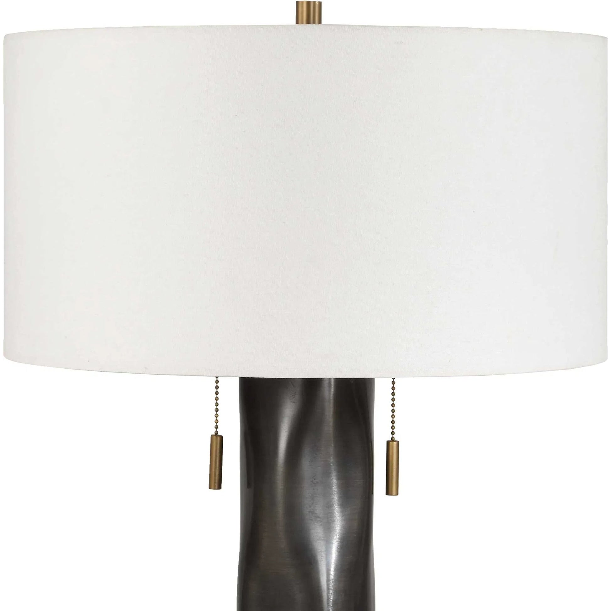 Carmine Table Lamp by Uttermost in bronze and dark. Made from iron, aluminum, fabric in a unique style.