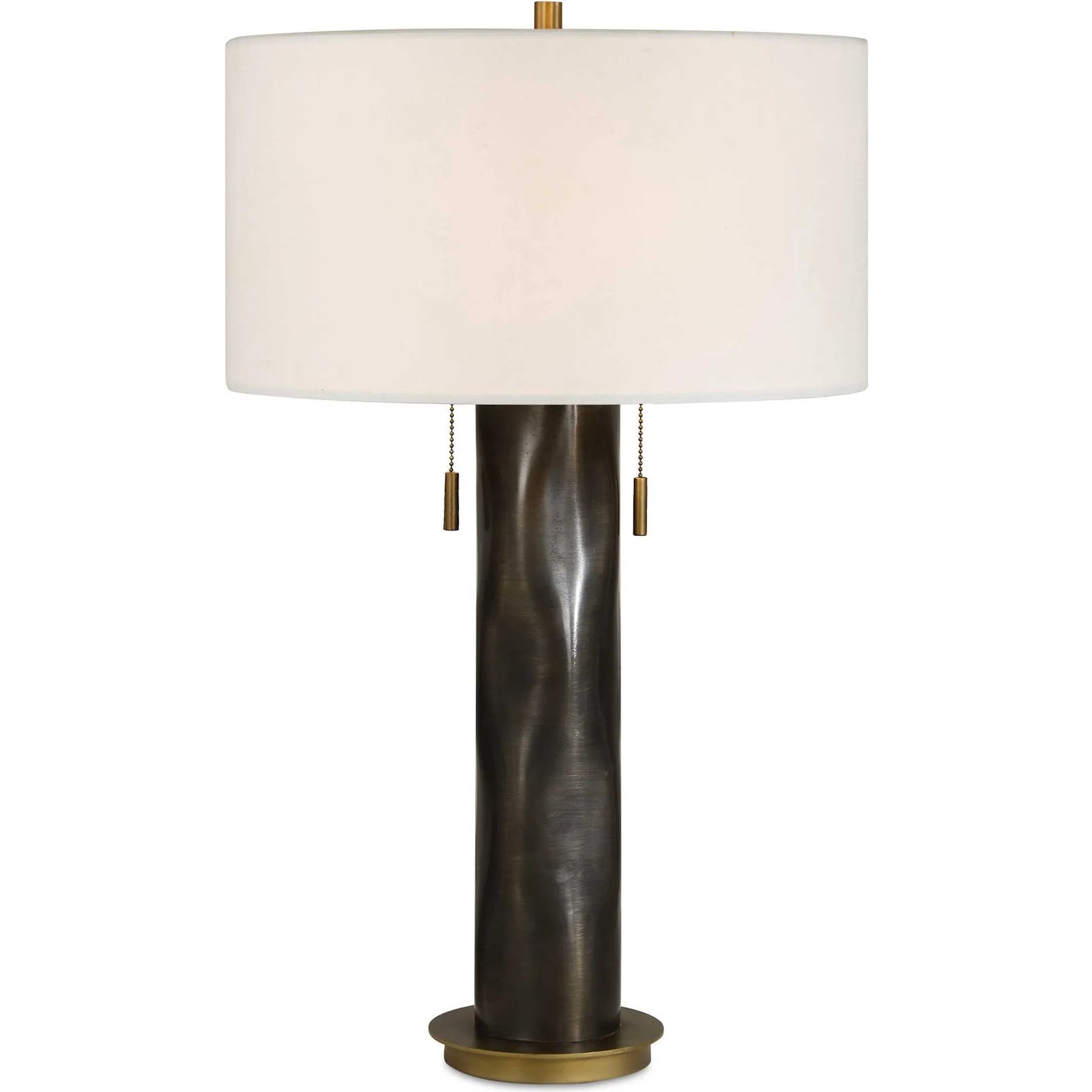 Carmine Table Lamp by Uttermost in bronze and dark. Made from iron, aluminum, fabric in a unique style.