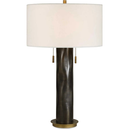 Carmine Table Lamp by Uttermost in bronze and dark. Made from iron, aluminum, fabric in a unique style.