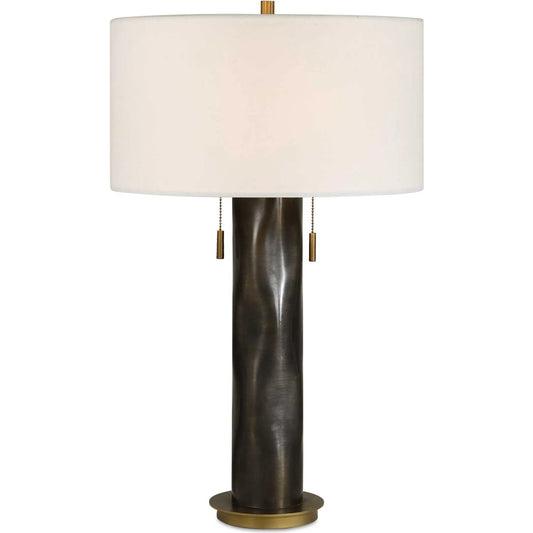 Carmine Table Lamp by Uttermost in bronze and dark. Made from iron, aluminum, fabric in a unique style.