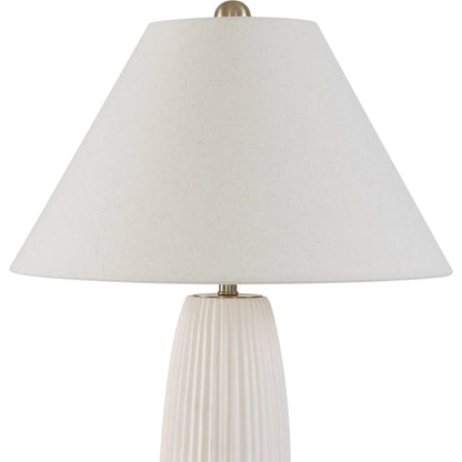 Brinsley Table Lamp by Uttermost in white and brass. Made from metal, ceramic, fabric in a unique style.