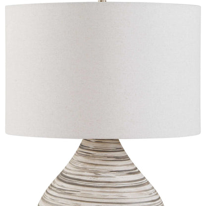 Azura Horizontal Line Table Lamp by Uttermost in brown, gray, white and dark. Made from ceramic, iron, fabric in a unique style.