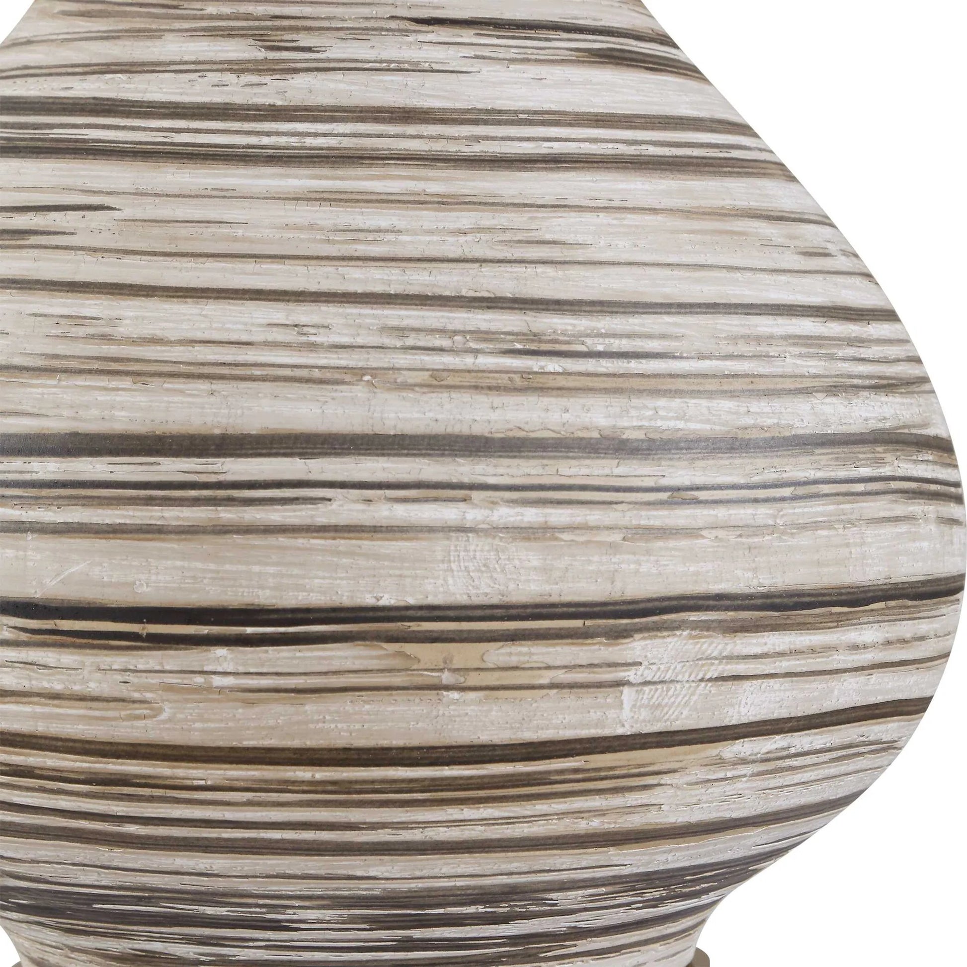 Azura Horizontal Line Table Lamp by Uttermost in brown, gray, white and dark. Made from ceramic, iron, fabric in a unique style.