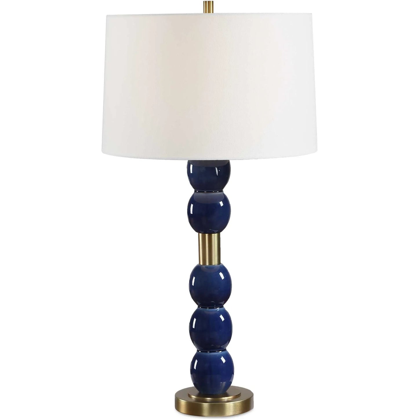000 SI-2630626 | Primary Silo | Bellore Glaze Table Lamp by Uttermost in blue and brass. Made from ceramic, iron, fabric in a unique style.