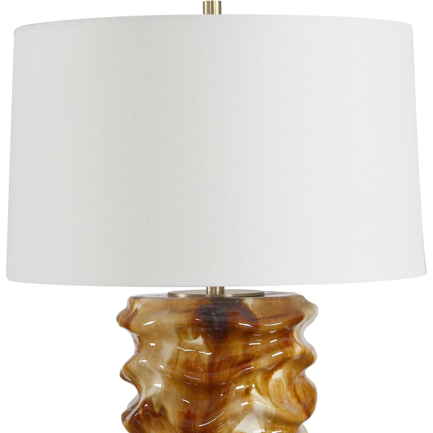 001 SI-2630643 | Additional Silo | Bassa Cream Glazed Table Lamp by Uttermost in brown, white and brass. Made from ceramic, iron, fabric in a unique style.